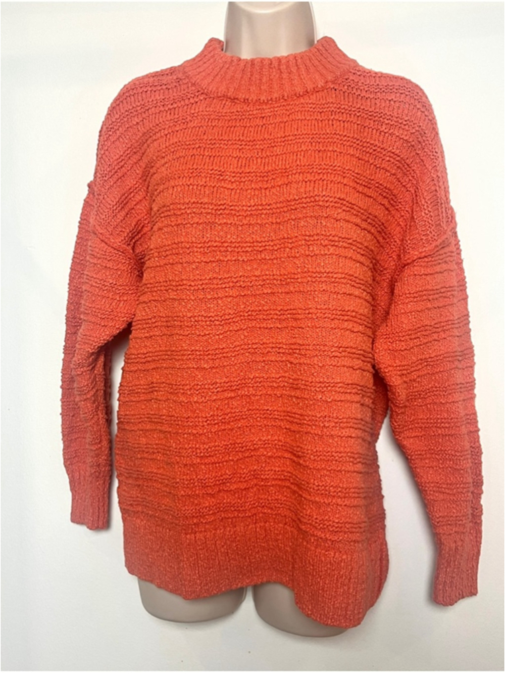 Free People Sweater Chunky Crewneck Coral Relaxed Ribbed Boho Loungewear